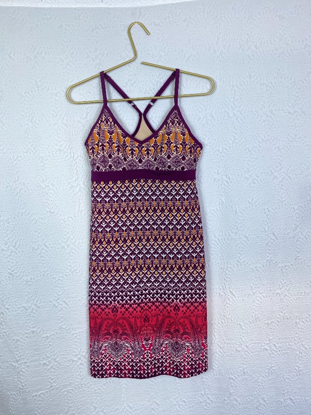 Athleta Printed Shorebreak Racerback Swim Dress Grenadine Bombay Size S